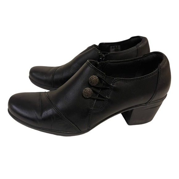 Women’s CLARKS Collection Emslie Black Leather Shoes Heels - Picture 1 of 11